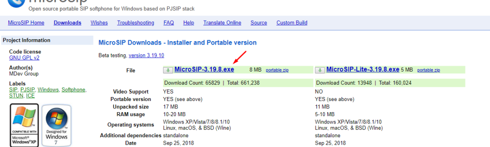 MicroSIP для ПК